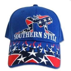 CONFEDERATE SOUTHERN STYLE FLAMES REDNECK BLUE HAT CAP  