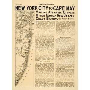   Atlantic City Coast Resorts Map Cape Map   Original Print Ad Home