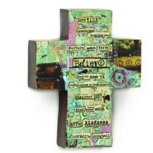  Kelly Rae Roberts Believe Collage Cross: Home & Kitchen