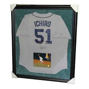 Autograph Ichiro Grey Jersey Framed. MLB Authenticated.  