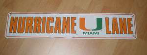 University of Miami Hurricane Lane Street Aluminum Sign  