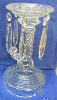 Vintage Crystal Spiral Horn & Wave Pattern Glass Candlestick w/Cut 