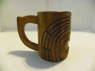 Wooden Tiki Mug Cup Face Wood Monkey Pod Unique Luau  