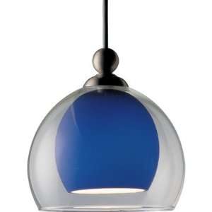   Flex Mini Pendant Dome in Brushed Nickel with Blue Glass Home