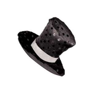  Top Hat Hair Clip (black w/white band) Party Accessory (1 