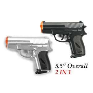  2 Airsoft Pocket Pistol W/carry Case. Silver and Black 
