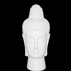  Urban Trends 220 Ceramic Buddha Head Statue Color: White 