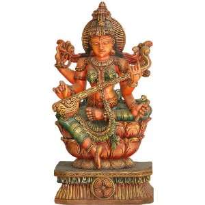  High Lotus Pedestal   South Indian Temple Wood Carving