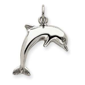  14k White Gold Dolphin Charm: Jewelry