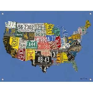  USA License Plate Map   Light Blue Mural Banner: Baby