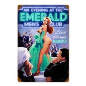  Emerald Mens Club Vintage Metal Sign Pin Up
