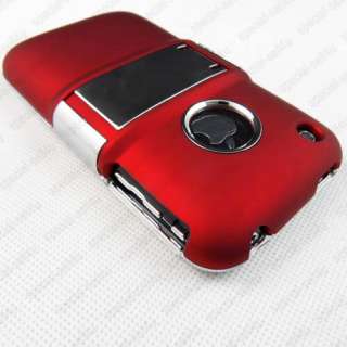 Deluxe Red Case Stand Cover w/Chrome for iPhone 3G 3GS  
