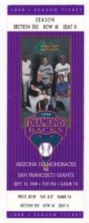 1998 Arizona Diamondbacks Full Ticket / Debut Season  