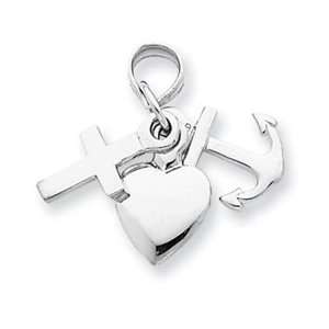   Designer Jewelry Gift 14K White Gold Faith, Hope & Charity Charm
