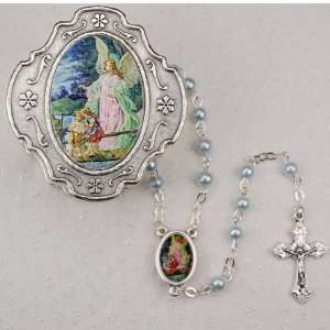   Angel Blue Rosary with Box Baptism Christening Communion Gift: Baby