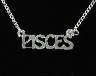 Silver Tone Zodiac Necklace Pendant Pisces  