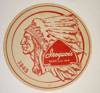 Iroquois Beer Indian 1953 tray liner coaster Buffalo  