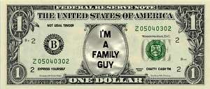 FAMILY GUY Novelty U.S. Dollar Bill Bookmark  