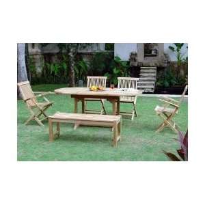   Lahaina Teak Extension Table With Chairs & Bench Set: Home & Kitchen