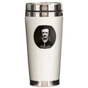 Edgar Allan Poe Black and white Ceramic Travel Mug by  