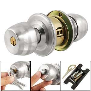   Door Hardware Silver Tone Tubular Knob Lock w Keys: Home Improvement