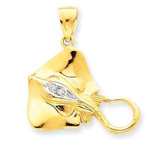  14k Gold Diamond Stingray Pendant Jewelry