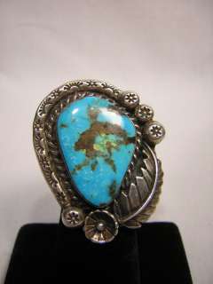 Vintage Native American Turquoise & Silver Ring ~ B S  