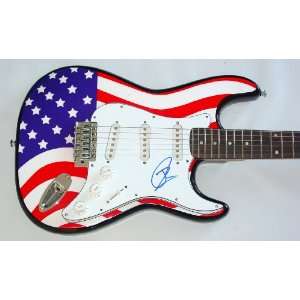  Utopia Todd Rundgren Autographed Signed USA Flag Guitar 