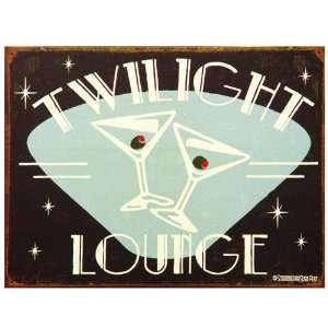  1950s Vintage Style Twilight Lounge Metal Sign: Home 