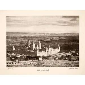  1909 Print El Escorial Palace Castle Spain San Lorenzo 