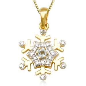   Silver Blue Topaz and Diamond Accent Snowflake Pendant, 18 Jewelry