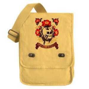  Messenger Field Bag Yellow Love Grows Flowers And Skull 