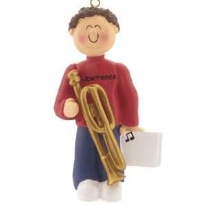  Personalized Trombone Player   Male Christmas Ornament 