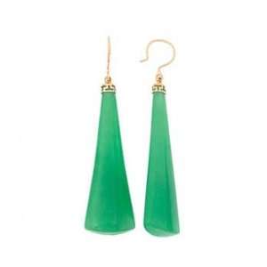    14K Yellow Gold Green Jade Drop Earrings Katarina Jewelry