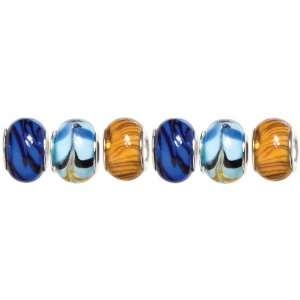    Trinkettes Glass & Metal & Clay Beads 6/Pkg Blue &