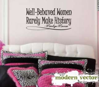 Marilyn Monroe Well Behaved Vinyl Wall Quote Decal  