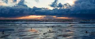 Ocean Rain Storm Sunset Beach Photo Print Art 12x24inch  