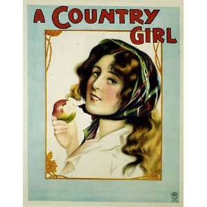  1890s Country Girl with Apple Vintage British Theater 