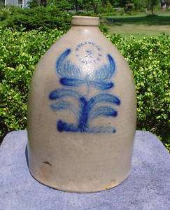 Clark Jr., Athens N.Y., Stoneware 2g. Jug w/ Flower  