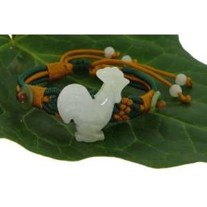  Rooster Zodiac Pendent Jade Carving Bracelet Simply Made with Thick 