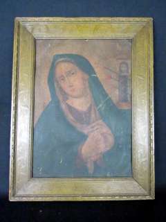Antique 19c South American Religious Madonna Portrait, Latin Old 