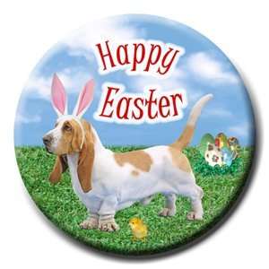 Basset Hound Happy Easter Pin Badge Button No 1