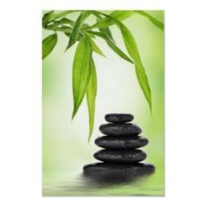  Black basalt stones and bamboo poster