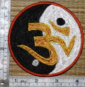 Inch Embroidered Gold Om / Aum on Yin Yang Patch  