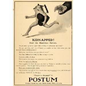  1907 Ad Pot Kettle Postum Heart Kidnap Cereal Coffee 