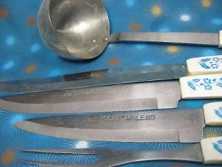 Cornflower Blue Corning Ware Serving Utensils Ladle Fork Knife 