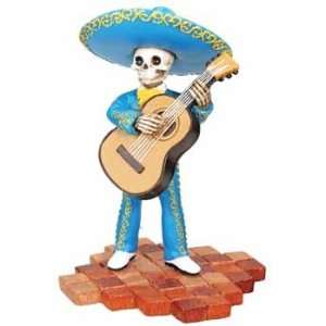    Mexican Mariachi Band Trio Bassist Skeleton Statue
