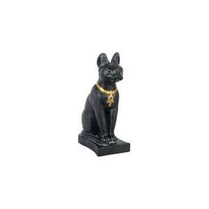  Bastet Egyptian Cat, Black and Gold Finish, 7H
