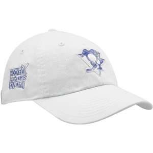   White Hockey Fights Cancer Slouch Adjustable Hat