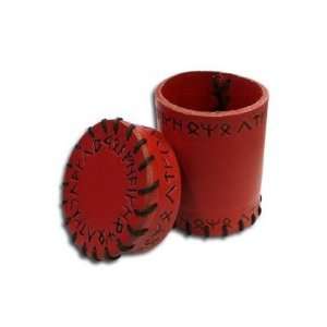  Red Leather Runic Dice Cup Toys & Games